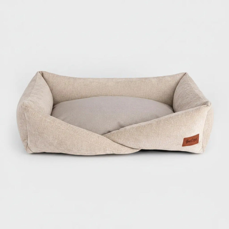 Cama Rectangular Entrada Baja Color Beige Para Perro, Chico Beige Rectangular