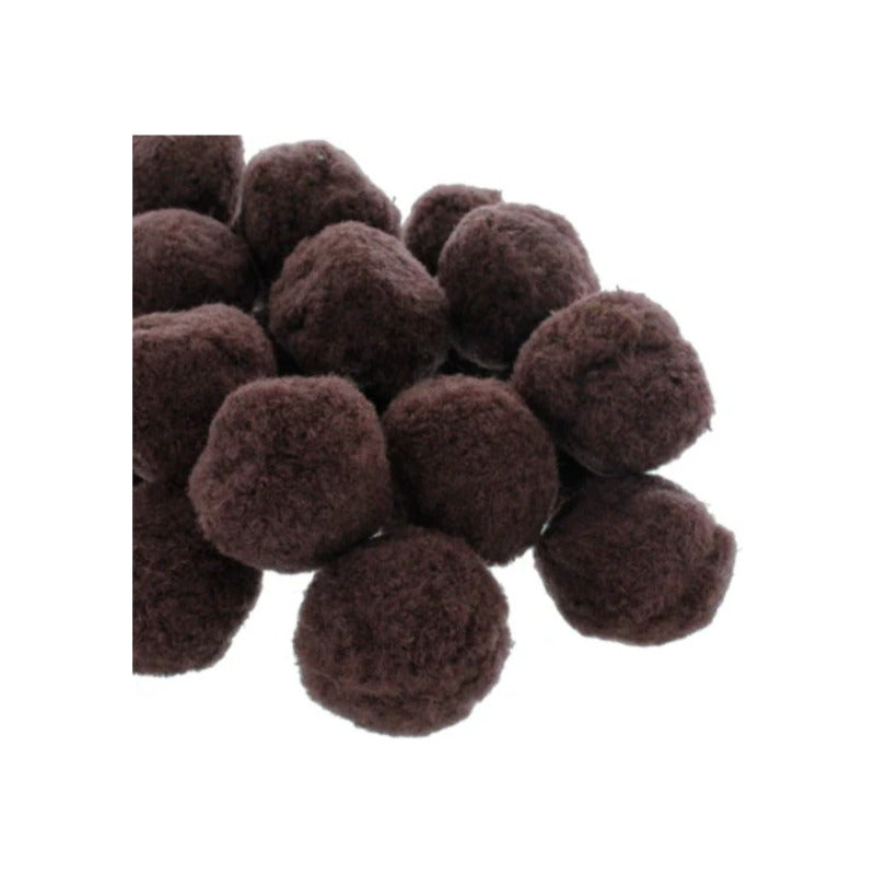 Mercería Pom Poms De 50mm Color Cafe 2 Paquetes Con 30pz