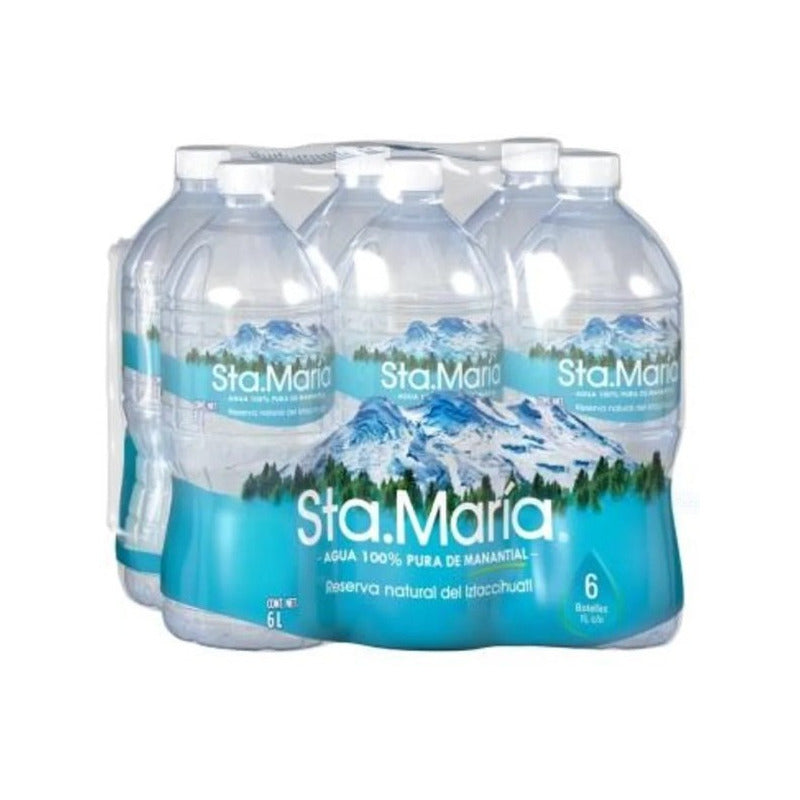 Agua De Manantial Santa Maria 6 Botellas De 1 L C/u (3 Paq)