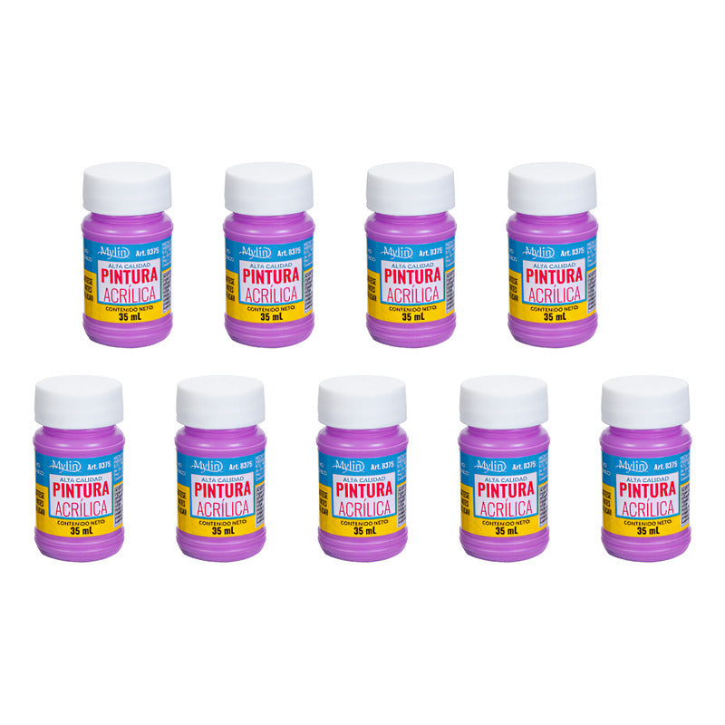 Pintura Acrílica Alta Calidad Color Violeta 9 Pz De 35ml Violeta