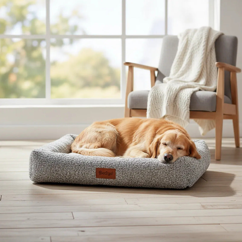 Cama Rectangular Borde Alto Color Gris Para Perro, X-chico Gris Rectangular