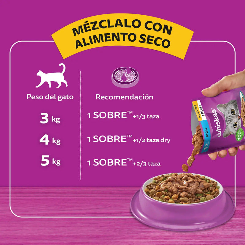 Pack X24 Alimento Húmedo Whiskas Gatos Fillets Res 85g C/u