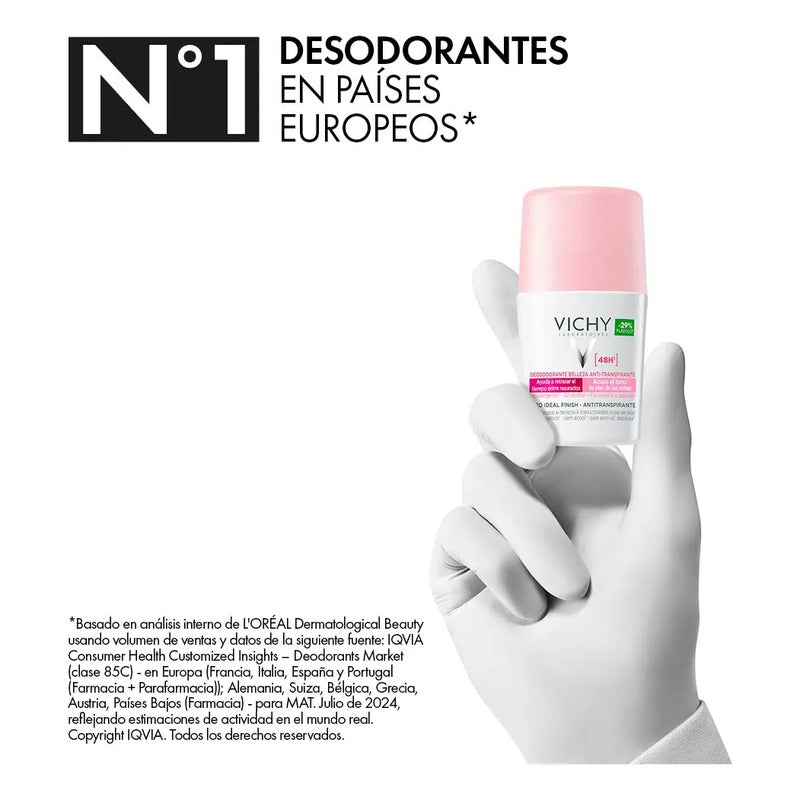 Vichy Desodorante Roll On Anti-transpirante 48h De Protección Y Reductor De Vello, 50ml