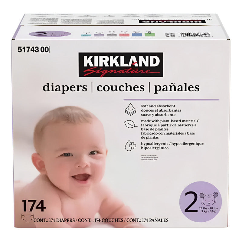 Pañales Unisex Etapa 2, Kirkland Signature, 174 Piezas Etapa 2 Sin Género