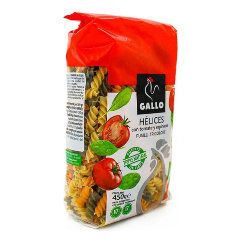 Fusilli  Hélices Con Tomate Y Espinaca El Gallo (2 Piezas)