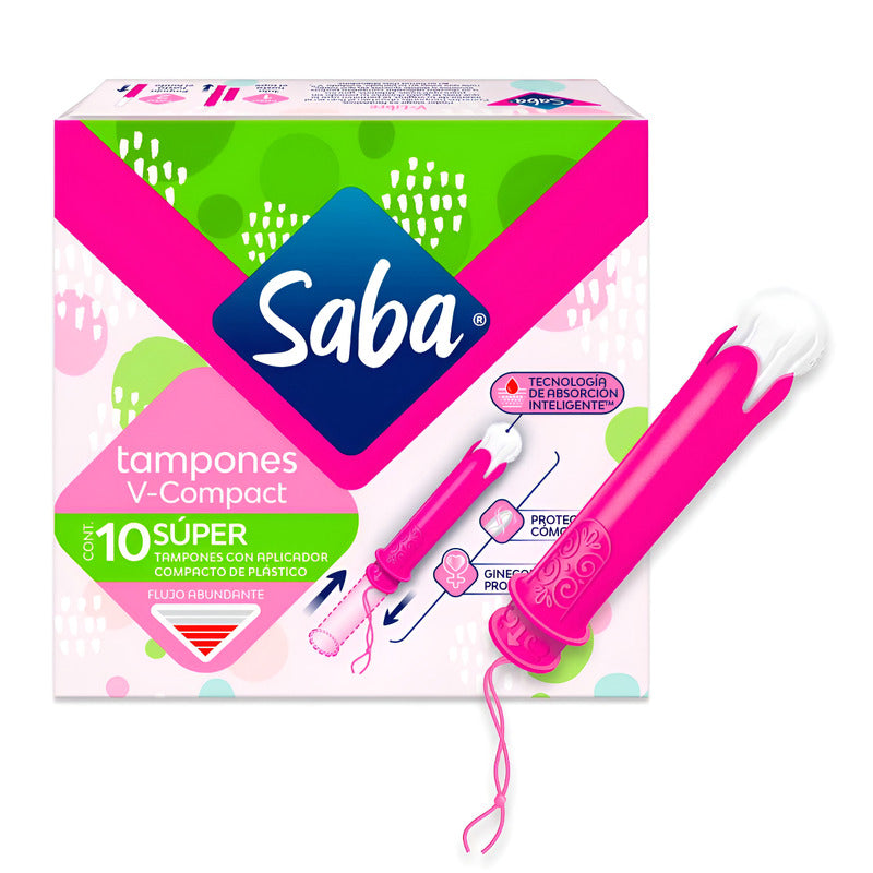 Tampones Saba Súper Con Aplicador Compacto 10 Piezas