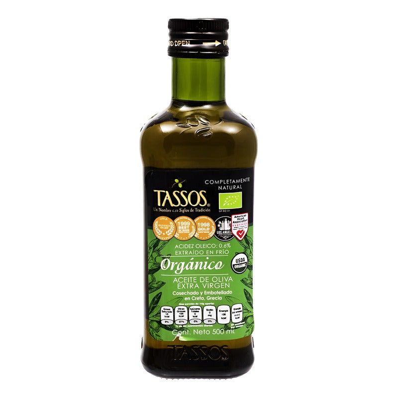 Aceite De Oliva Extra Virgen Tassos 500 Ml 3 Piezas Ipg