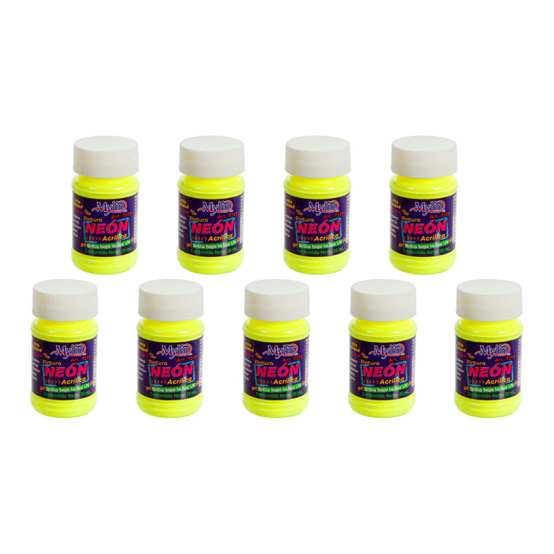 Pintura Acrílica Color Amarillo Neón 9 Piezas De 35ml Amarillo Neón