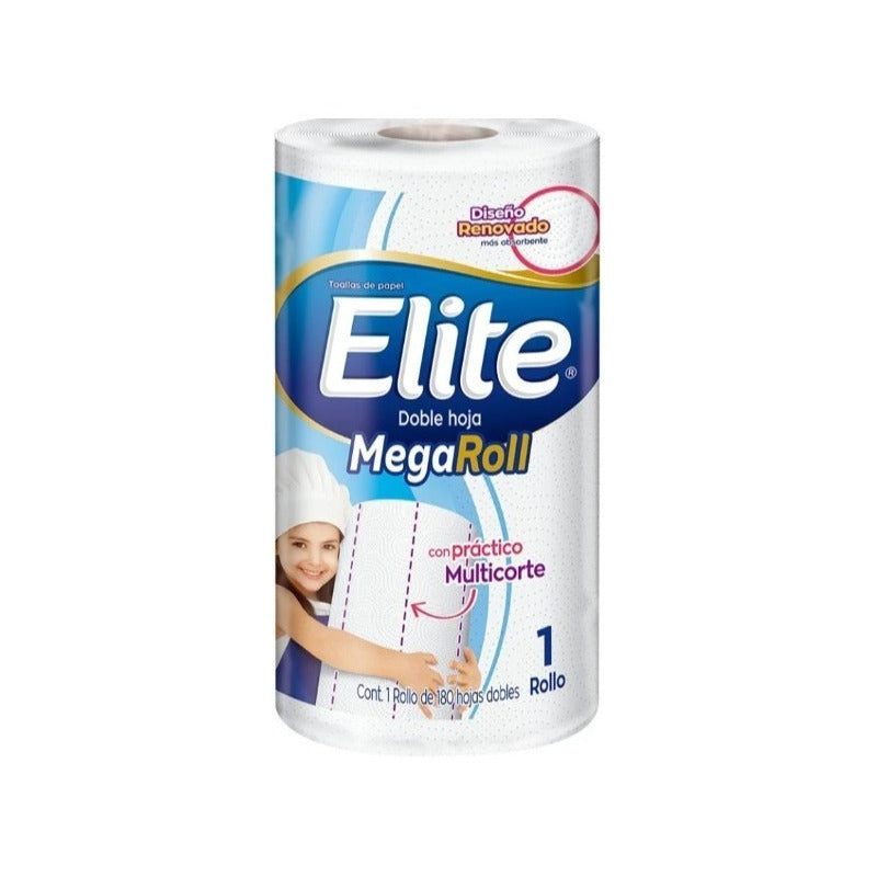 Toalla Papel Elite Megaroll 1 Rollo Hojas Dobles 6 Paquetes