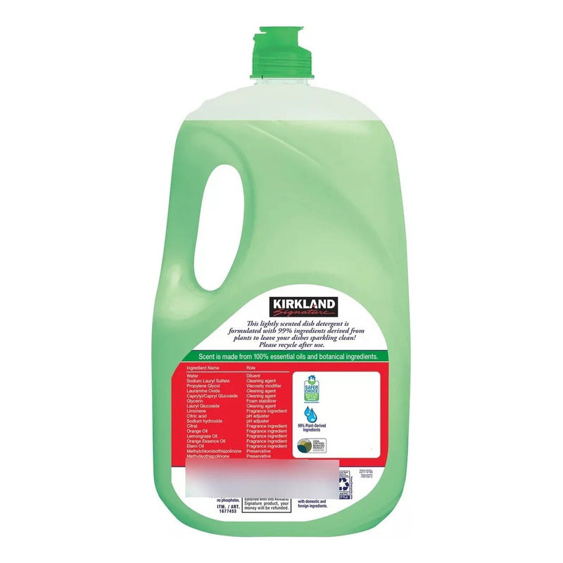 Jabón Para Lavar Trastes Kirkland Origen Vegetal 2.66 Litro