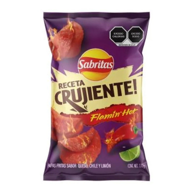 Papas Sabritas Receta Crujiente Flamin Hot 3 Pz De 170 G