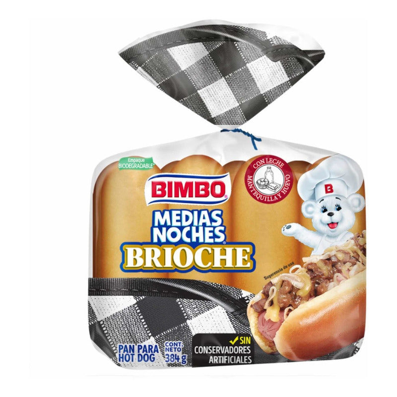 Pan Para Hot Dogs Medias Noches Brioche