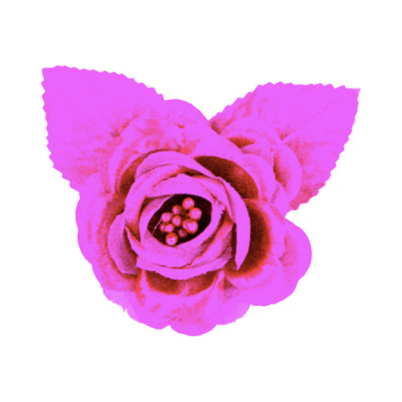 Flor Artificial Rosa Color Fiusha De 5.5cm 9 Piezas Fiusha