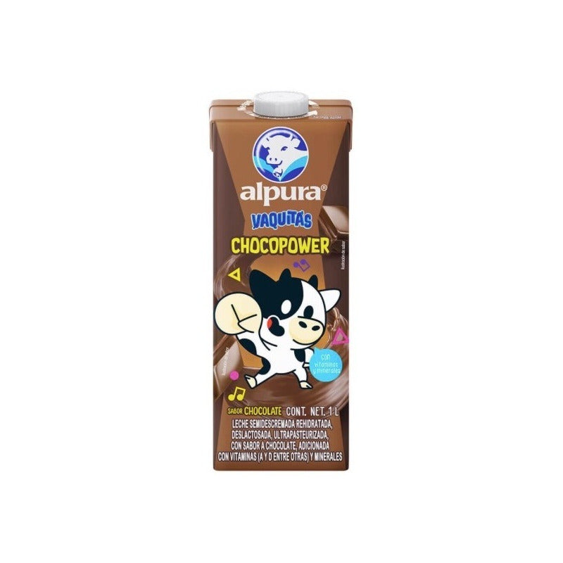 Leche Alpura Vaquitas Sabor A Chocolate 1 L 12pzas