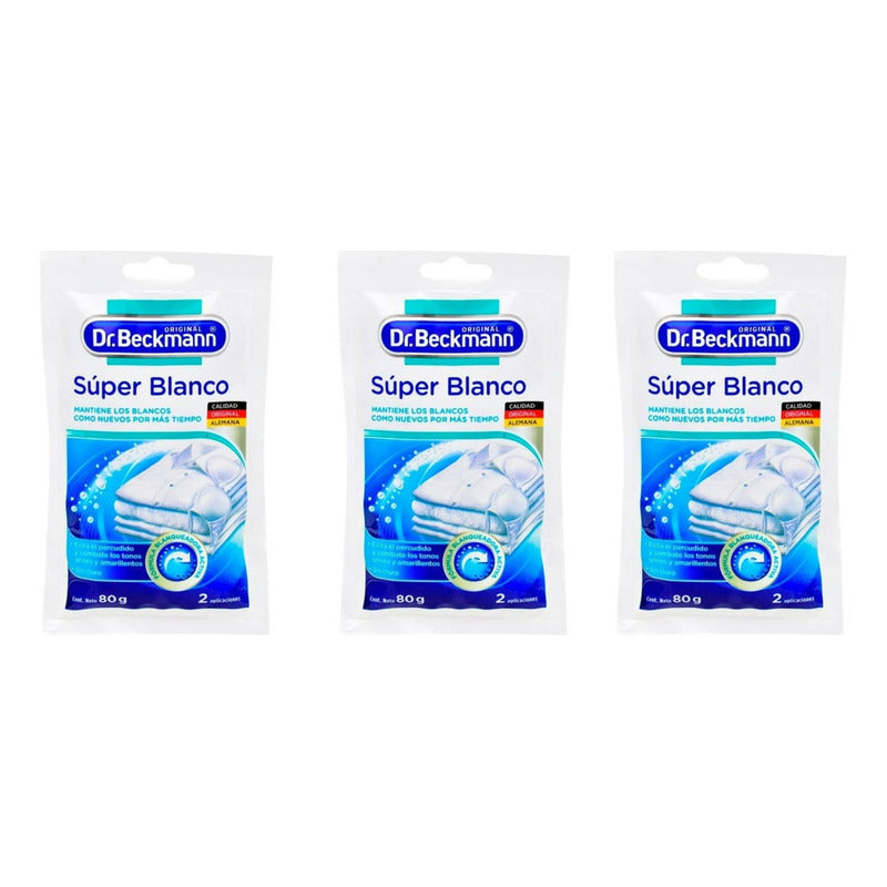 Detergente Súper Blanco Dr. Beckmann 3 Sobres  De 80 G