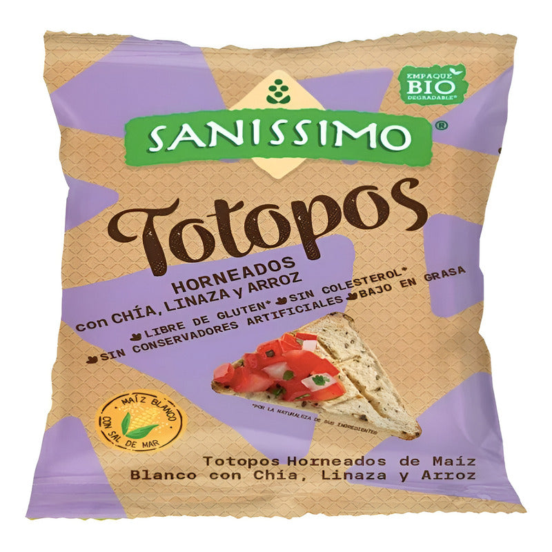 Totopos De Maíz Chía Linaza Y Arroz Sanissimo 6 Pzs De 200gr