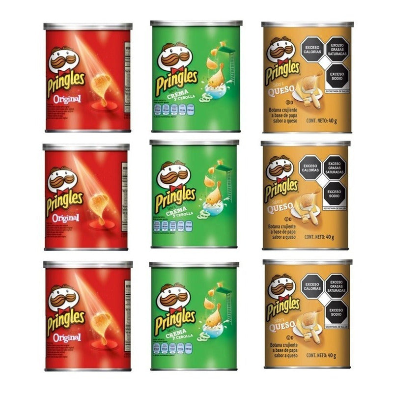 Papas Pringles Sabores  Surtido 9 Pz 40 G