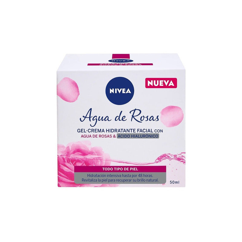Gel Crema Facial Nivea Agua Rosas Con Ácido Hialurónico 50ml Todo Tipo De Piel
