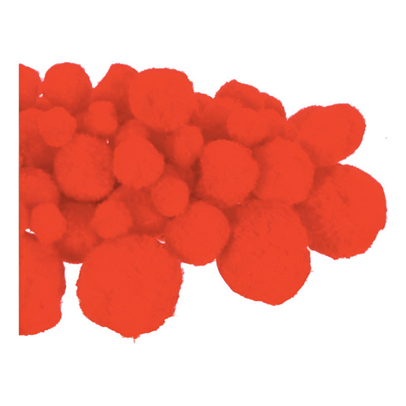 Pom Poms Tamaños Surtidos Color Rojo 3 Piezas Con 30gr Rojo