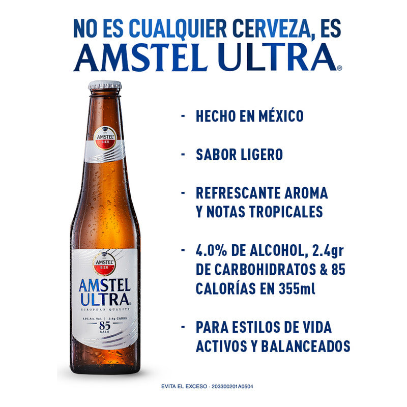 Cerveza Clara Amstel Ultra 24 Pack Botella 355 Ml
