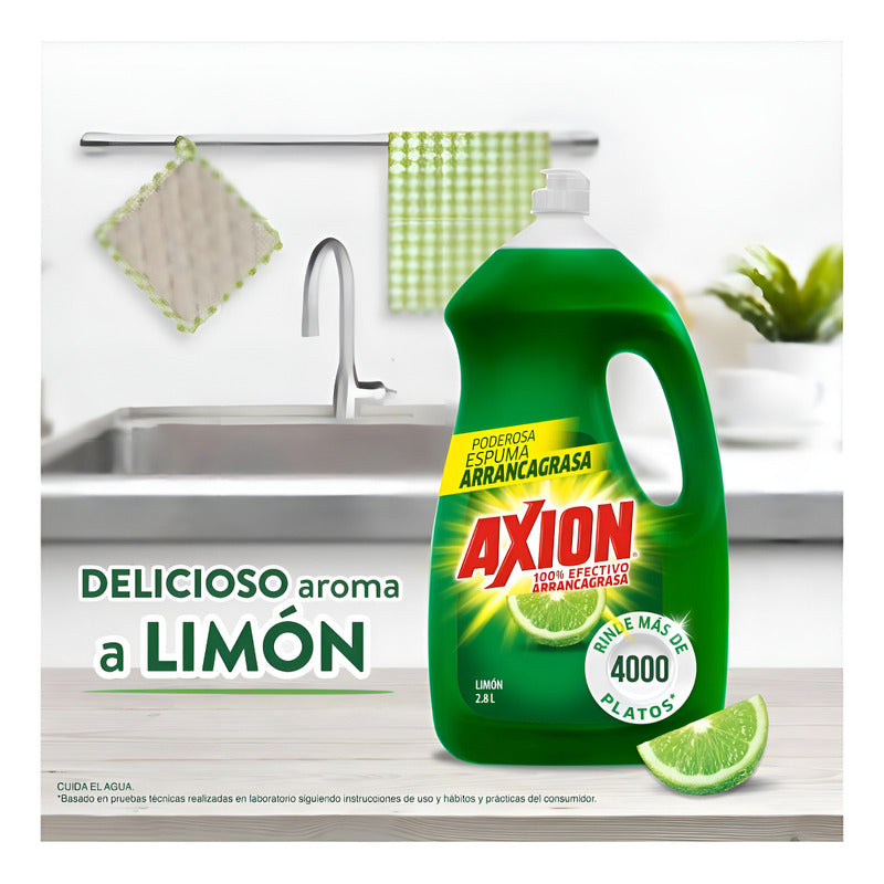 Lavatrastes Para Lavavajillas Axion Limón Líquido En Botella 2800 ml