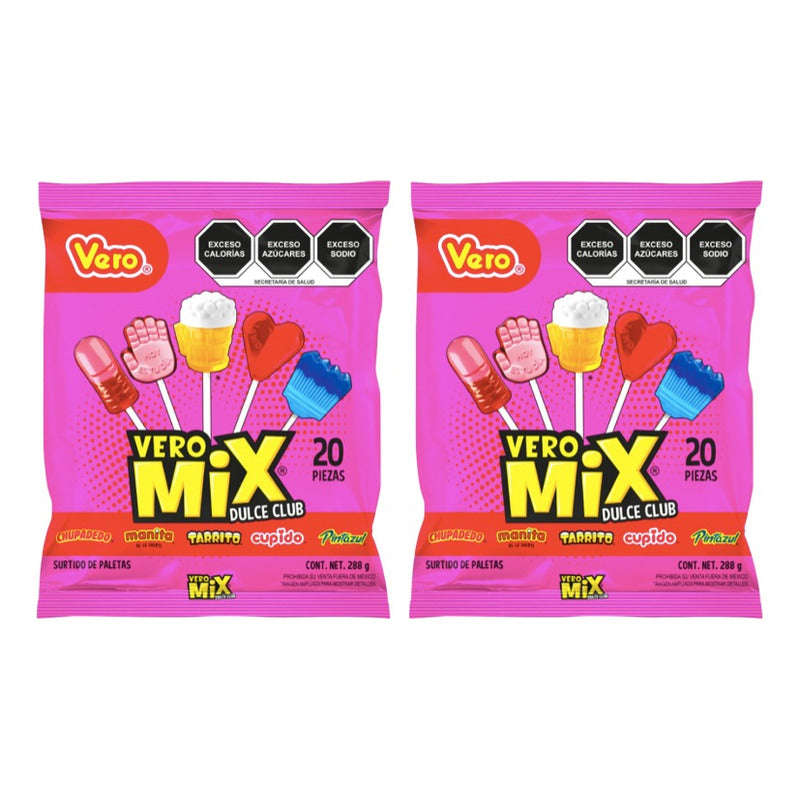Dulces Vero Paleta Mix Dulce Club Con 20pzs (2 Bolsas)