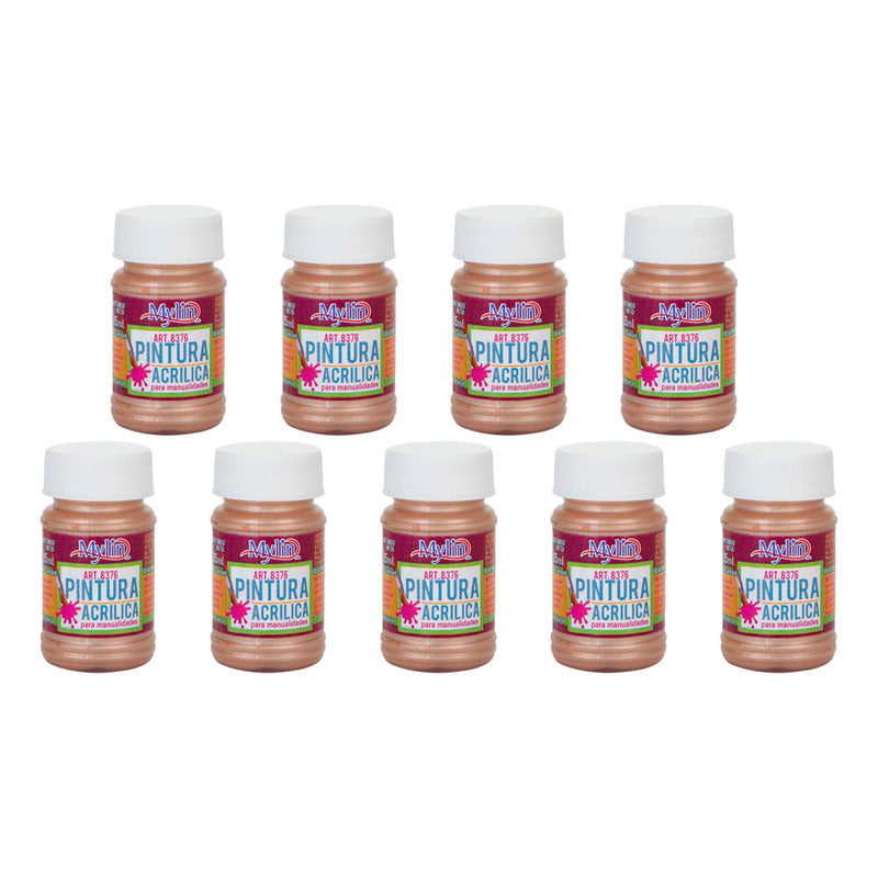 Pintura Acrílica Color Oro Rosado Metálico 9 Piezas De 35ml Oro Rosado
