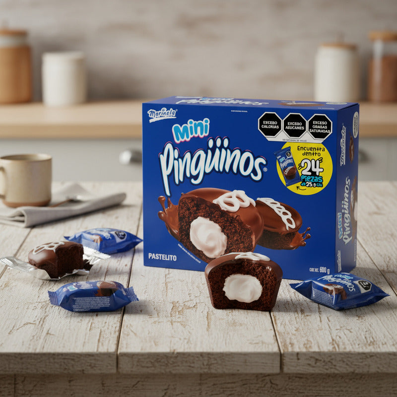 Marinela Mini Pingüino Caja Con  24 Piezas De 25 G Chocolate