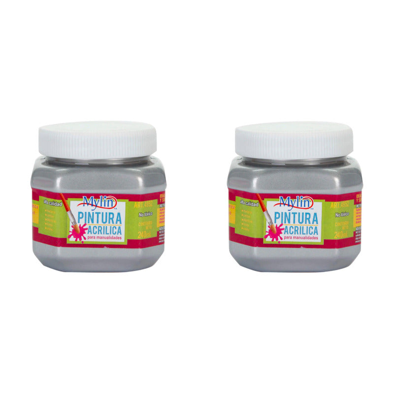 Pintura Acrílica Color Plata Metálico 1 Pieza De 240ml Plata