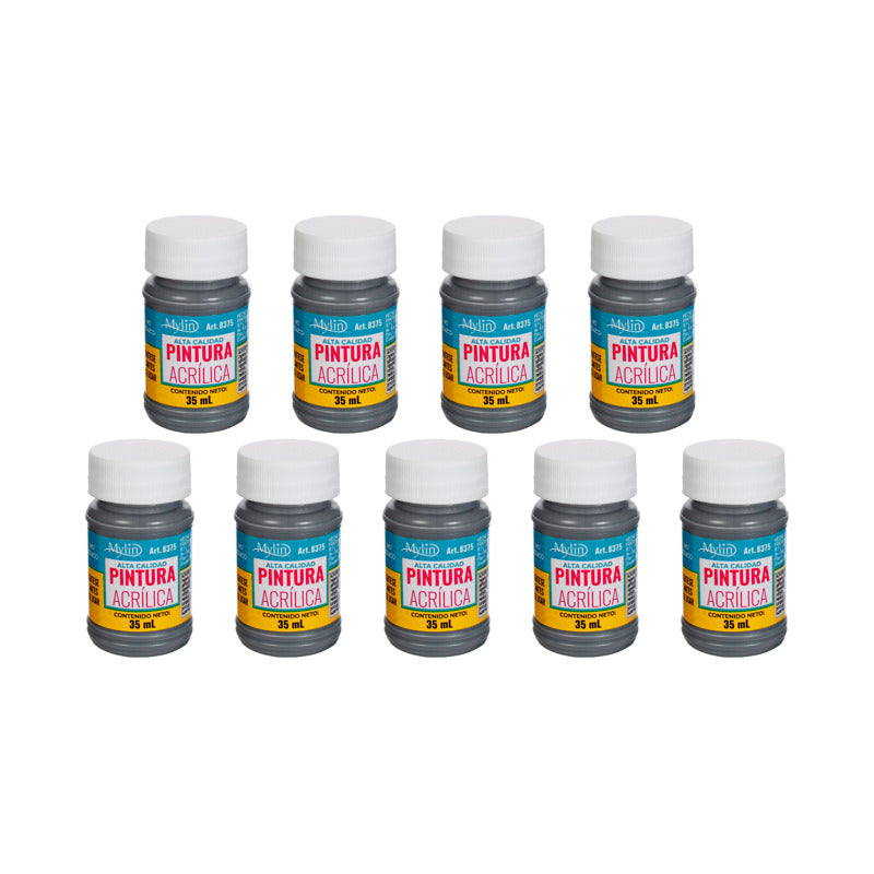 Pintura Acrílica Alta Calidad Color Gris Oxford 9 Pz De 35ml Gris Oxford