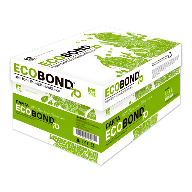 Caja De Papel Bond Copamex Eco Bond Carta 5000 Hojas Blanco Blanco
