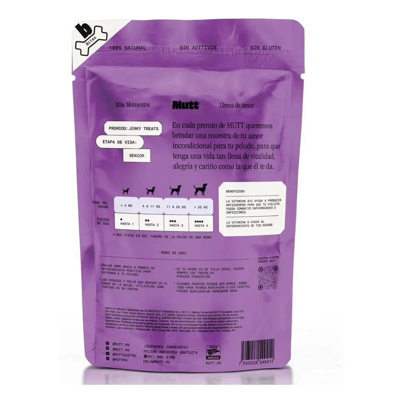 Premios Para Perros Mutt Pulmón De Res 80g Sistema Inmune