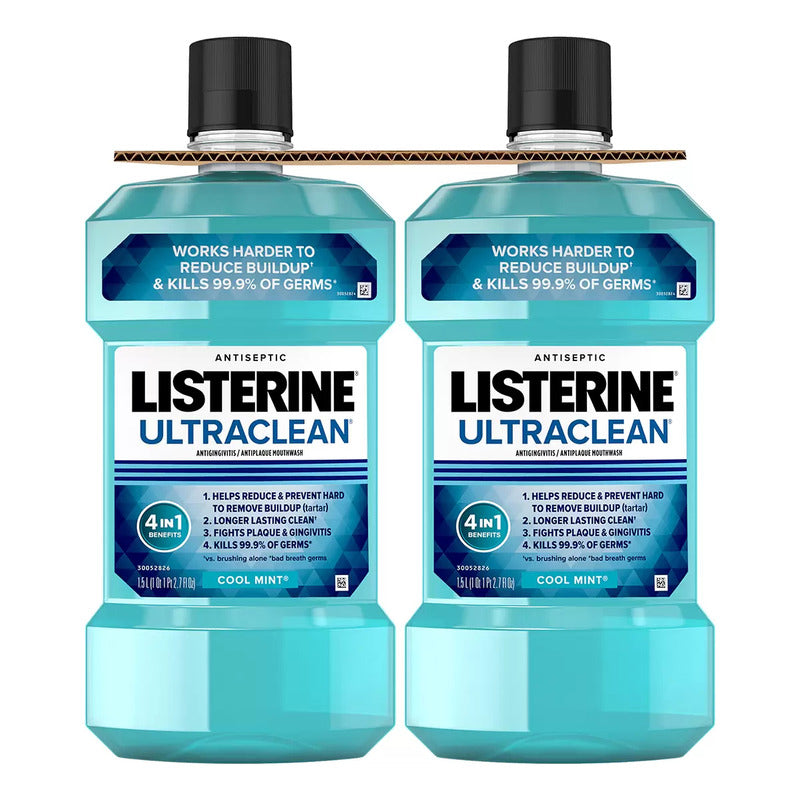 Listerine Enjuague Bucal Ultraclean 2 Piezas  De 1.5 L