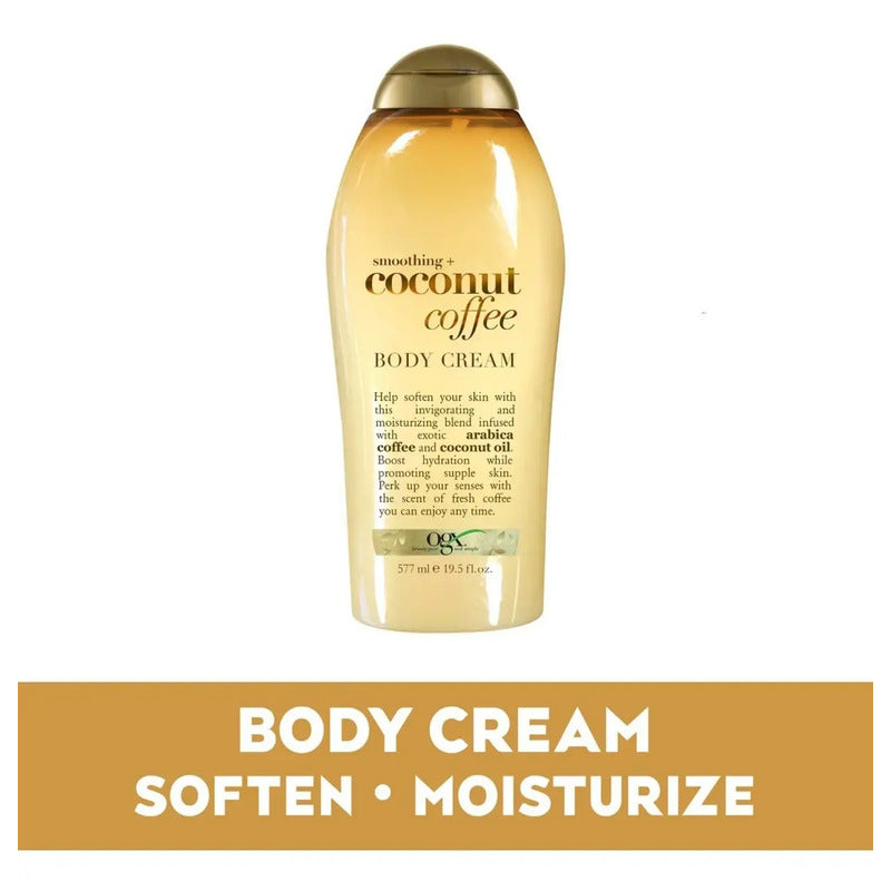 Ogx Crema Corporal Suavizante Con Coco Y Café, Fragancia Coco-café, 577ml