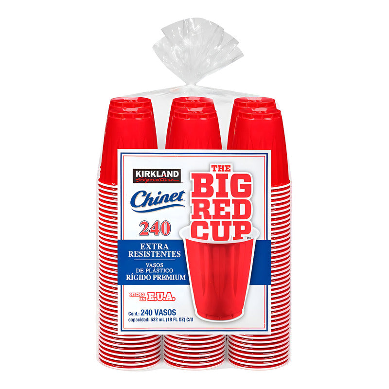 Vasos De Plástico Para Bebidas Frías 240 Pz Kirkland Sig Msi Rojo