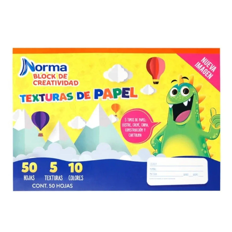 Block Texturas De Papel Norma 5 Texturas 50 Hojas 10 Colores Amarillo