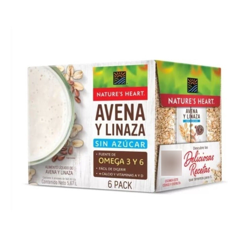 Bebida De Avena Y Linaza, Natures Heart 946ml (6piezas)