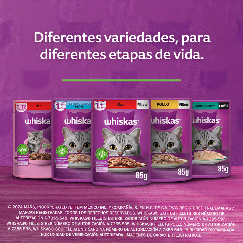 Whiskas Sobres Gato Adulto Esterilizado Res (24 Sobres)