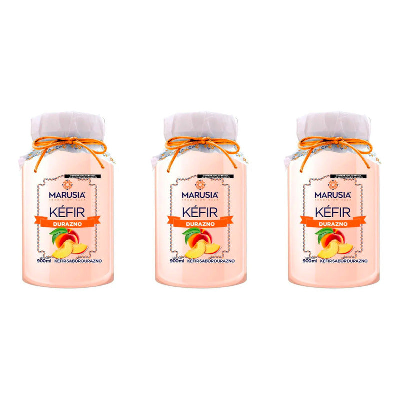 Kefir Marusia Sabor Durazno Bebida 3 Piezas De 900ml
