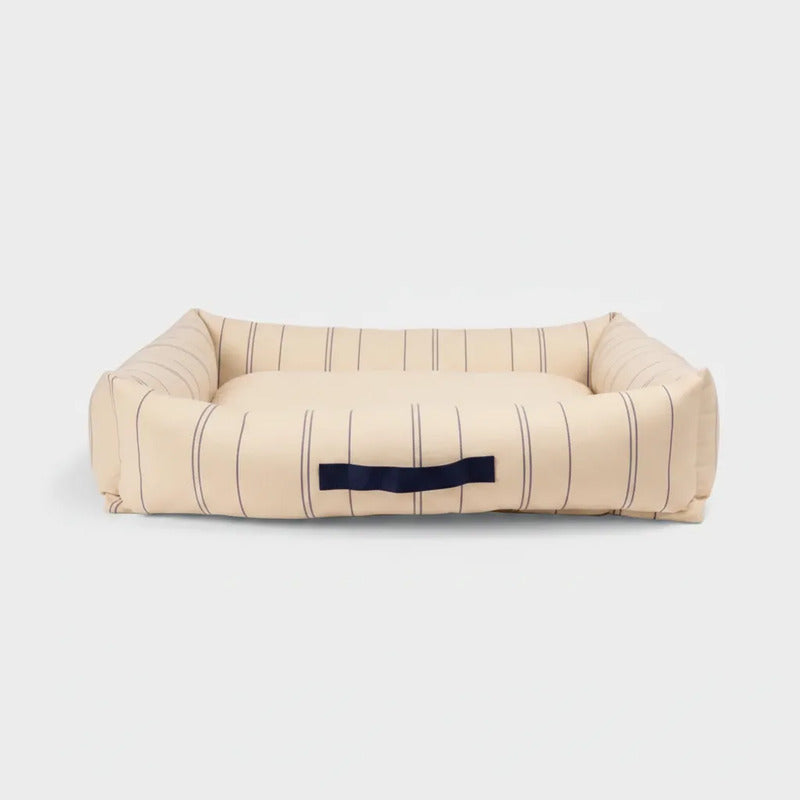 Cama Con Asa Con Bordes Color Crema Para Perro, Mediano Beige Rectangular