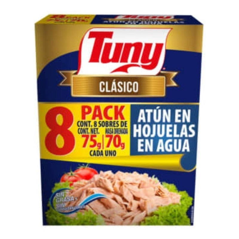 Atún En Agua Tuny Clásico 8 Sobres De 75 G C/u
