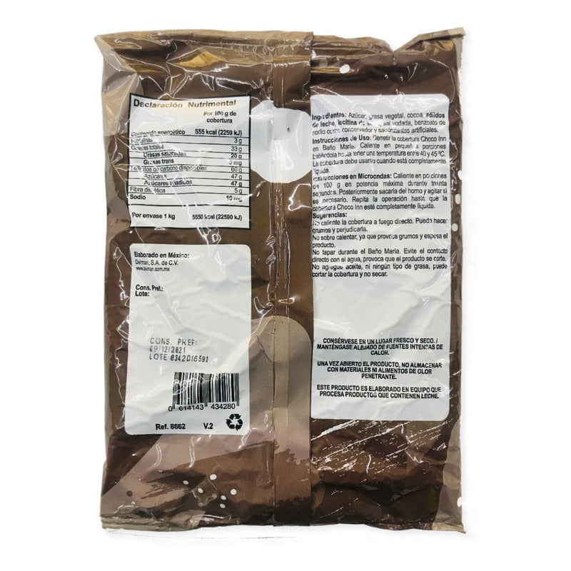 Cobertura De Chocolate Choco Inn 1kg Tableta Para Repostería Y Pastelería