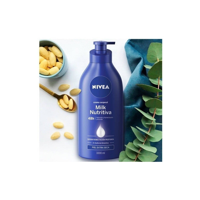 Nivea Milk Nutritiva Crema Corporal 1 L Nutrición Para Piel Extra Seca
