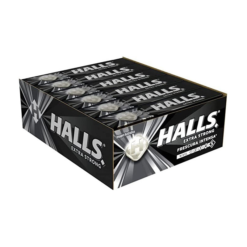 Halls Caramelo Macizo Sabor Xtrastrong Caja Con 12 Pz