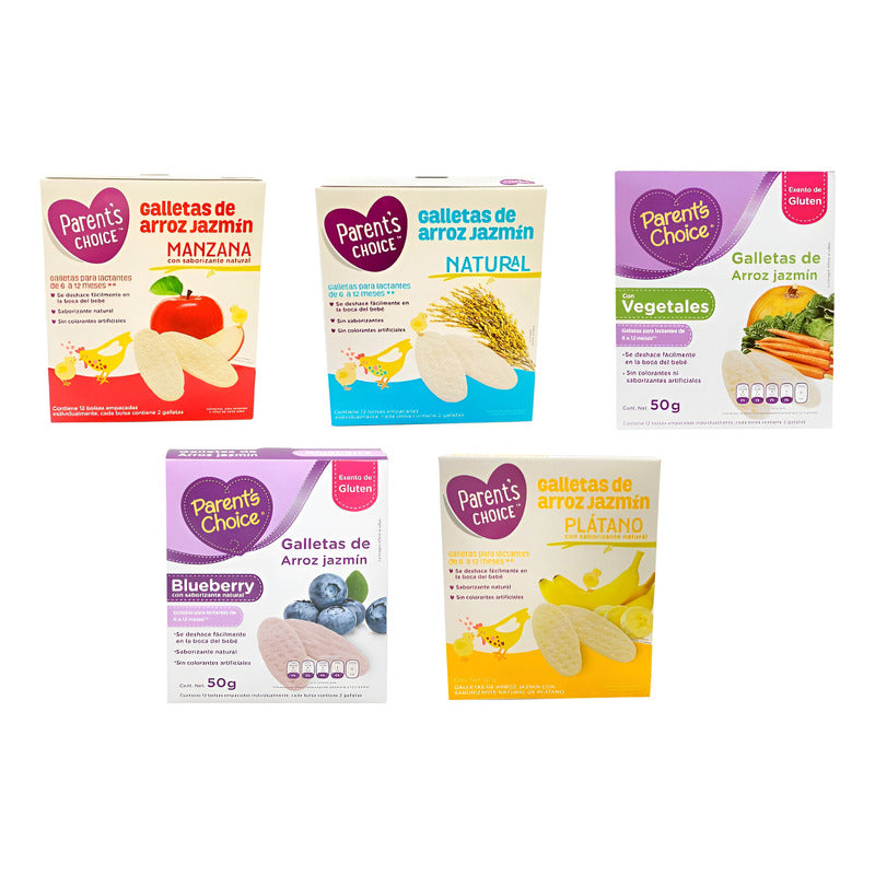 Galletas De Arroz Jazmín Parent's Choice  Surtido (5piezas) Manzana