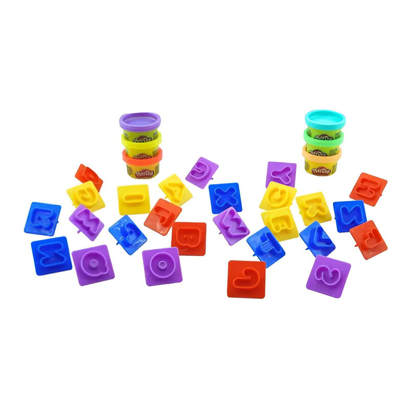 Set De Masas Hasbro Play-doh E8532 Fundamentals Letras Con 26 Sellos Y 6 Latas Multicolor