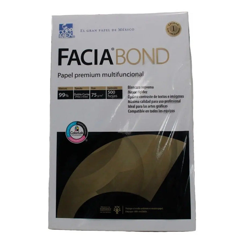 Papel Bond Doble Carta Facia De 500 Hojas Blanco