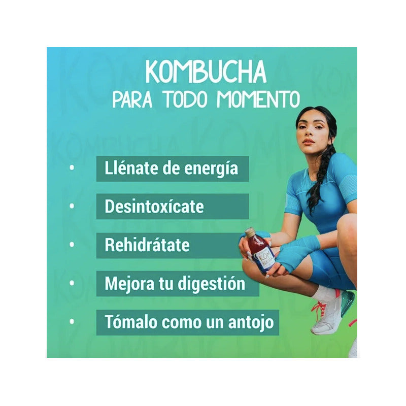 Bebida Kombucha Sabor Jamaica Con Probióticos 3 Pzs De 377ml