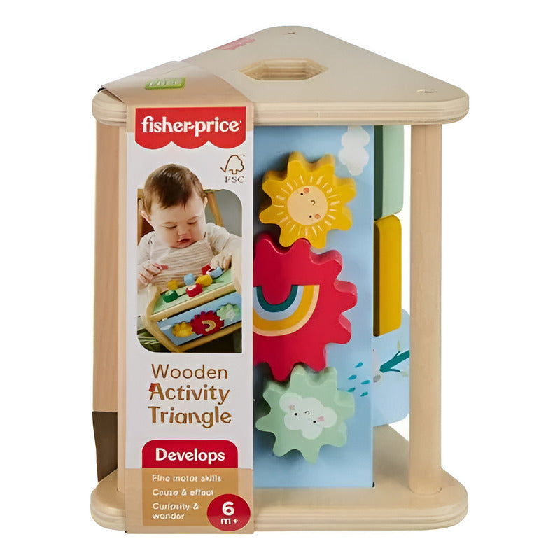 Juguete Bebé Fisher Price Triángulo De Actividades De Madera Azul