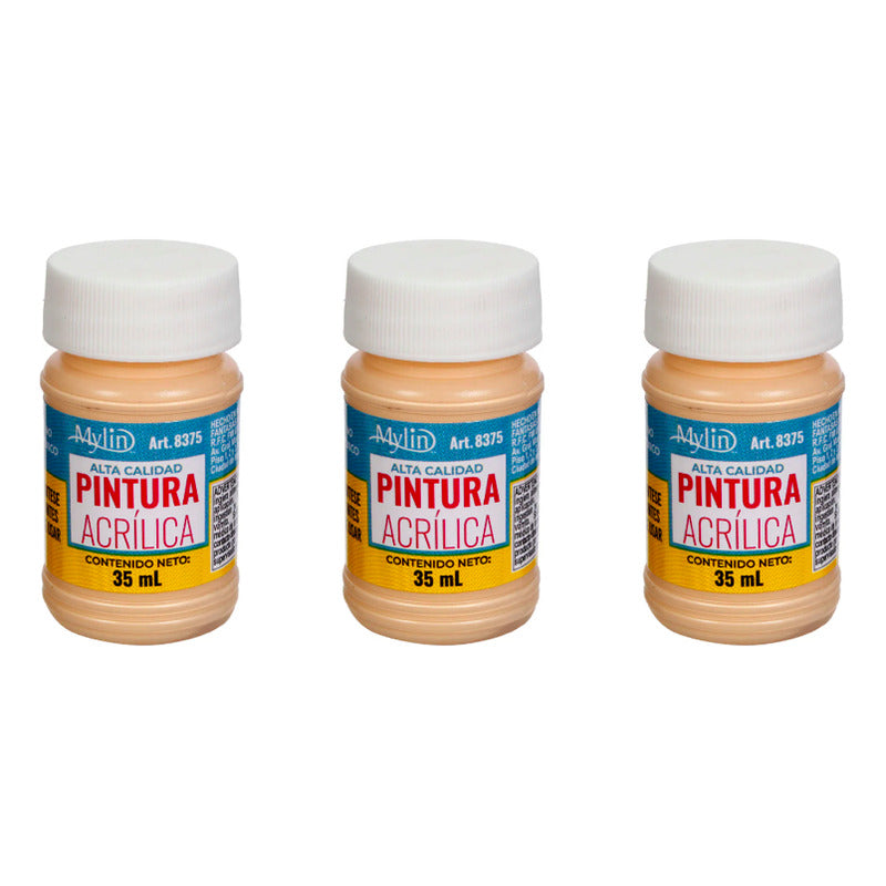 Pintura Acrílica Alta Calidad Color Piel 3 Pz De 35ml Piel